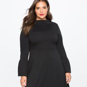 Black Eloquii Midi Dress with flare sleeve